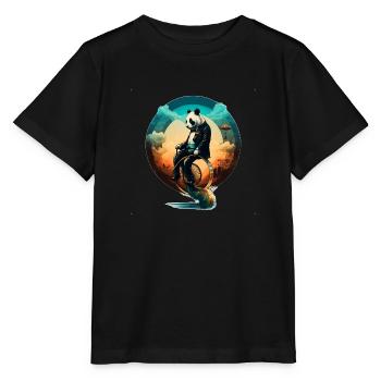 Panda sur un monocycle - T-shirt bio MINI CREATOR Stanley/Stella Enfant - noir - Devant - Mikhail (115cm)