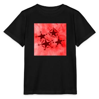 4 ROTE STERNE - Stanley/Stella Kinder T-Shirt MINI CREATOR  - Schwarz - Vorne - Mikhail (115cm)