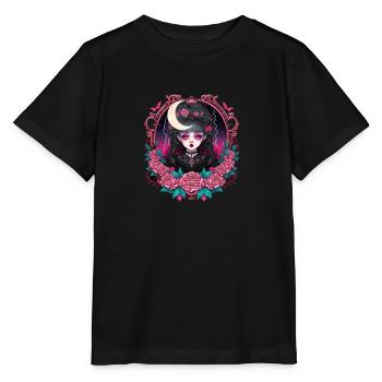 Dame gothique victorienne - T-shirt bio MINI CREATOR Stanley/Stella Enfant - noir - Devant - Mikhail (115cm)
