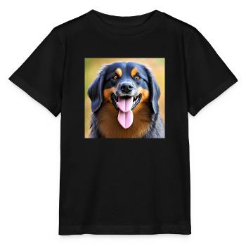 Drôle de tête de chien colorée avec deux langues - T-shirt bio MINI CREATOR Stanley/Stella Enfant - noir - Devant - Mikhail (115cm)