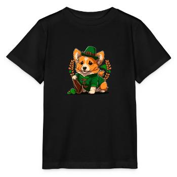 Leprechaun Corgi - Stanley/Stella Kinder T-Shirt MINI CREATOR  - Schwarz - Vorne - Mikhail (115cm)