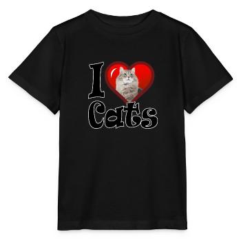 J’adore les chats - T-shirt bio MINI CREATOR Stanley/Stella Enfant - noir - Devant - Mikhail (115cm)