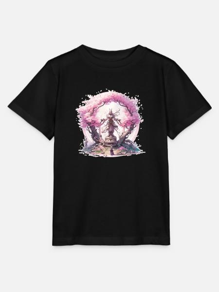 Statue unter einem Kirschblütenbaum - Stanley/Stella Kinder T-Shirt MINI CREATOR  - Schwarz