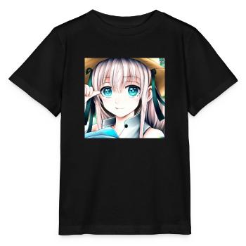 Anime Girl aux yeux bleus - T-shirt bio MINI CREATOR Stanley/Stella Enfant - noir - Devant - Mikhail (115cm)