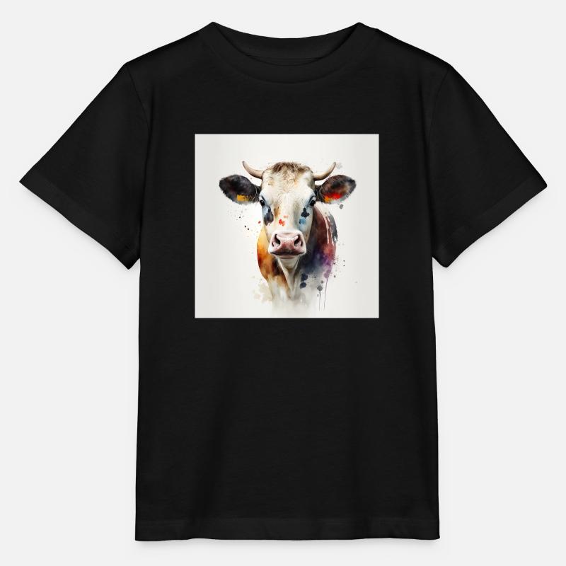 Vache peinture a l'eau - T-shirt bio MINI CREATOR Stanley/Stella Enfant - noir