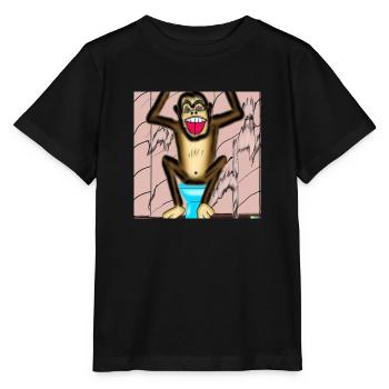 Un singe qui rit sur les toilettes - T-shirt bio MINI CREATOR Stanley/Stella Enfant - noir - Devant - Mikhail (115cm)