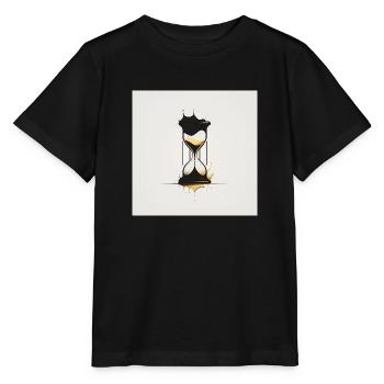 Sanduhr in Schwarz und Gold - Stanley/Stella Kinder T-Shirt MINI CREATOR  - Schwarz - Vorne - Mikhail (115cm)
