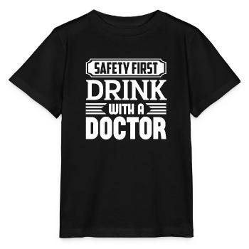 Safety First Drink With A Doctor - Stanley/Stella Kinder T-Shirt MINI CREATOR  - Schwarz - Vorne - Mikhail (115cm)