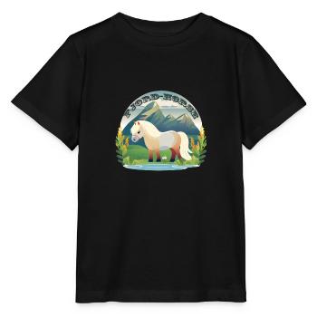 Norwegian fjord horse on grass horses - Stanley/Stella MINI CREATOR Kids’ T-Shirt - black - Front - Mikhail (115cm)