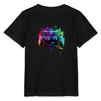 Neon Gaming Controller / Kontroller - Stanley/Stella Kinder T-Shirt MINI CREATOR  - Schwarz - Vorne - Mikhail (115cm)
