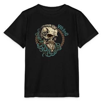 Viking Skull Totenkopf Wikinger - Stanley/Stella Kinder T-Shirt MINI CREATOR  - Schwarz - Vorne - Mikhail (115cm)