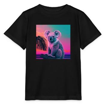 KOALA VAPORWAVE, modern art, neon colors - Stanley/Stella MINI CREATOR Kids’ T-Shirt - black - Front - Mikhail (115cm)