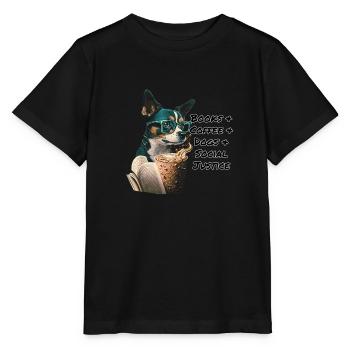 Books and Coffee and Dogs and Social Justice - Stanley/Stella MINI CREATOR Kids’ T-Shirt - black - Front - Mikhail (115cm)
