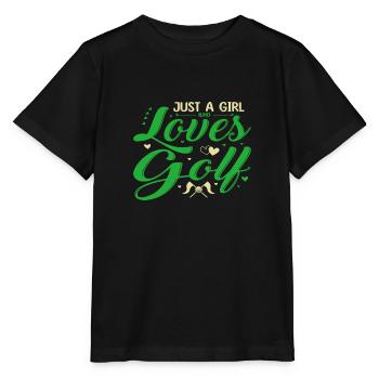 Juste une fille qui aime le golf - T-shirt bio MINI CREATOR Stanley/Stella Enfant - noir - Devant - Mikhail (115cm)