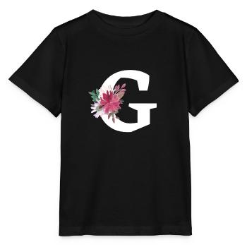 Buchstabe g blumig - Stanley/Stella Kinder T-Shirt MINI CREATOR  - Schwarz - Vorne - Mikhail (115cm)
