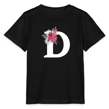 Lettre d floral - T-shirt bio MINI CREATOR Stanley/Stella Enfant - noir - Devant - Mikhail (115cm)