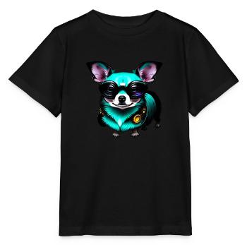 Chihuahua futuristic neon - Stanley/Stella MINI CREATOR Kids’ T-Shirt - black - Front - Mikhail (115cm)