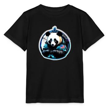 Panda Astronaut futuristic - Stanley/Stella MINI CREATOR Kids’ T-Shirt - black - Front - Mikhail (115cm)