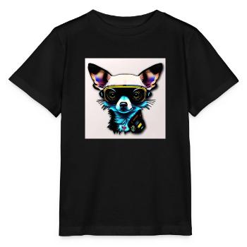 Chihuahua futuristic with glasses - Stanley/Stella MINI CREATOR Kids’ T-Shirt - black - Front - Mikhail (115cm)