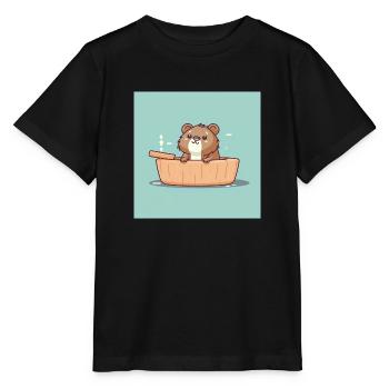 Castor mignon dans la baignoire - T-shirt bio MINI CREATOR Stanley/Stella Enfant - noir - Devant - Mikhail (115cm)