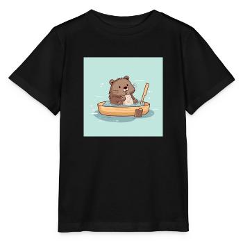Castor mignon dans la baignoire - T-shirt bio MINI CREATOR Stanley/Stella Enfant - noir - Devant - Mikhail (115cm)