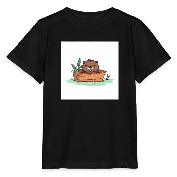 Castor mignon dans la baignoire - T-shirt bio MINI CREATOR Stanley/Stella Enfant - noir - Devant - Mikhail (115cm)