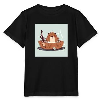Castor mignon dans la baignoire - T-shirt bio MINI CREATOR Stanley/Stella Enfant - noir - Devant - Mikhail (115cm)