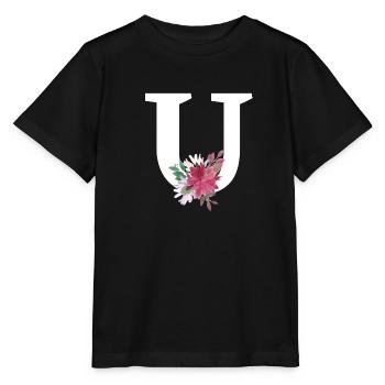 Floral letter - Stanley/Stella MINI CREATOR Kids’ T-Shirt - black - Front - Mikhail (115cm)