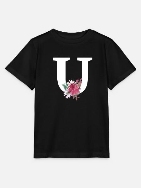 Lettre u floral - T-shirt bio MINI CREATOR Stanley/Stella Enfant - noir