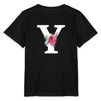 Lettre y floral - T-shirt bio MINI CREATOR Stanley/Stella Enfant - noir - Devant - Mikhail (115cm)