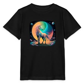 Fantasie Einhorn mystisch - Stanley/Stella Kinder T-Shirt MINI CREATOR  - Schwarz - Vorne - Mikhail (115cm)