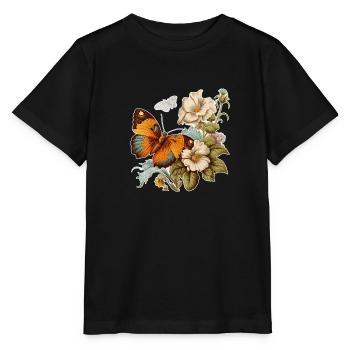 Vintage Flower Butterfly Ur-Tshirt - Stanley/Stella Kinder T-Shirt MINI CREATOR  - Schwarz - Vorne - Mikhail (115cm)