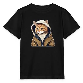 Cute Cat Ur-Tshirt - Stanley/Stella Kinder T-Shirt MINI CREATOR  - Schwarz - Vorne - Mikhail (115cm)