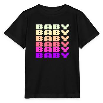 BABY Schriftzug Retro Gaming 8bit - Stanley/Stella Kinder T-Shirt MINI CREATOR  - Schwarz - Vorne - Mikhail (115cm)