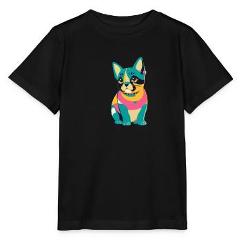 Verspielter Welpe - Stanley/Stella Kinder T-Shirt MINI CREATOR  - Schwarz - Vorne - Mikhail (115cm)