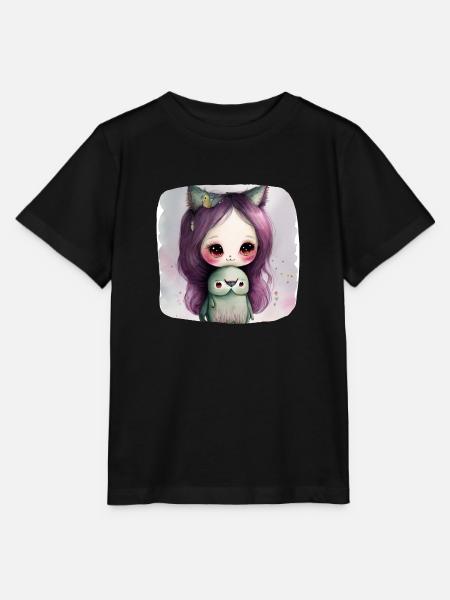 Katze Katzenmädchen - Phantasie - Stanley/Stella Kinder T-Shirt MINI CREATOR  - Schwarz