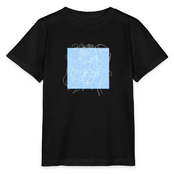 Face line blue - T-shirt bio MINI CREATOR Stanley/Stella Enfant - noir - Devant - Mikhail (115cm)