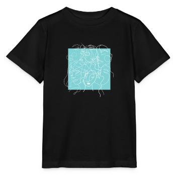 Face line blue - T-shirt bio MINI CREATOR Stanley/Stella Enfant - noir - Devant - Mikhail (115cm)