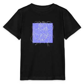 Face line purple - T-shirt bio MINI CREATOR Stanley/Stella Enfant - noir - Devant - Mikhail (115cm)