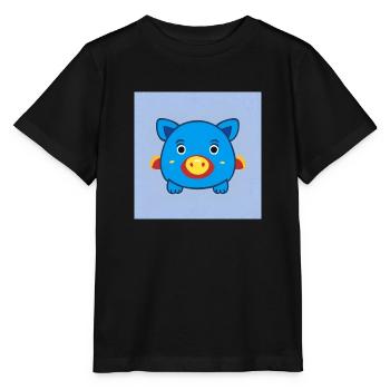 Petit cochon bleu mignon - T-shirt bio MINI CREATOR Stanley/Stella Enfant - noir - Devant - Mikhail (115cm)