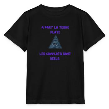 Tee shirt vêtements terre plate conspiration comp - T-shirt bio MINI CREATOR Stanley/Stella Enfant - noir - Devant - Mikhail (115cm)