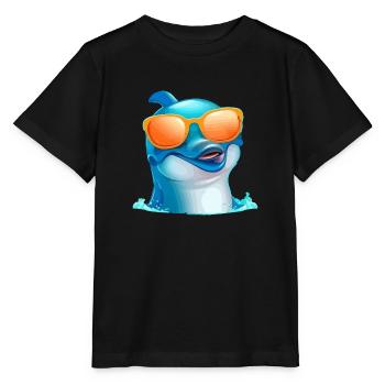 Chas the bespectacled dolphin - Stanley/Stella MINI CREATOR Kids’ T-Shirt - black - Front - Mikhail (115cm)