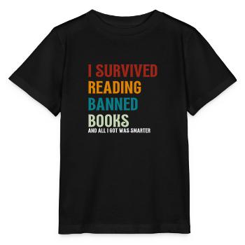I Survived Reading Banned Books - Stanley/Stella Kinder T-Shirt MINI CREATOR  - Schwarz - Vorne - Mikhail (115cm)