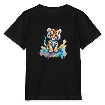 kleiner Tiger - Stanley/Stella Kinder T-Shirt MINI CREATOR  - Schwarz - Vorne - Mikhail (115cm)