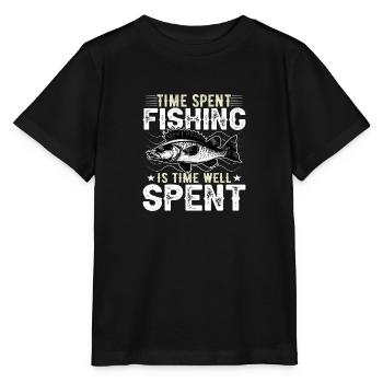 Le temps passé à pêcher est du temps bien dépensé - T-shirt bio MINI CREATOR Stanley/Stella Enfant - noir - Devant - Mikhail (115cm)