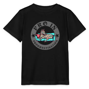 Pro in procrastination unicorn horse is lazy - Stanley/Stella MINI CREATOR Kids’ T-Shirt - black - Front - Mikhail (115cm)
