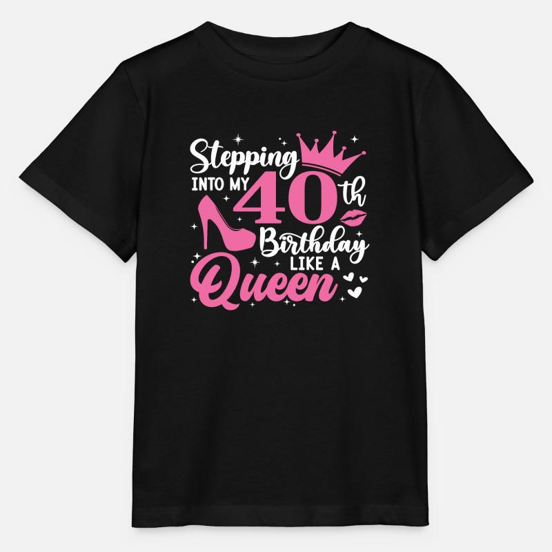 Entrer dans mon 40e anniversaire comme une reine - T-shirt bio MINI CREATOR Stanley/Stella Enfant - noir