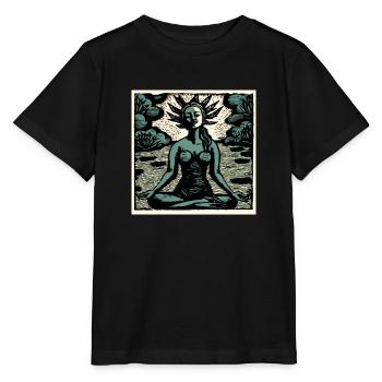 Yoga Padmasana vert - T-shirt bio MINI CREATOR Stanley/Stella Enfant - noir - Devant - Mikhail (115cm)