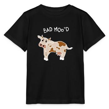 Bad Mood Cow (White) - Stanley/Stella MINI CREATOR Kids’ T-Shirt - black - Front - Mikhail (115cm)