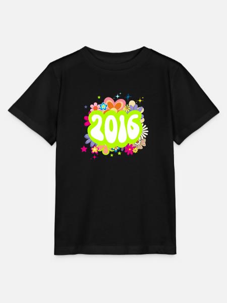 Année 2016 anniversaire Groovy floral - T-shirt bio MINI CREATOR Stanley/Stella Enfant - noir